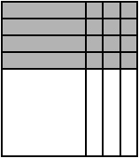 1 large square, 4 gray horizontal rectangles, 3 vertical rectangles, 12 sm gray squares