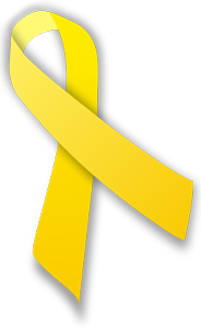 An image of a yellow ribbon that represents support of an organization such as the military.