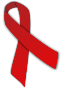 An image of a red ribbon representing heart disease awareness.