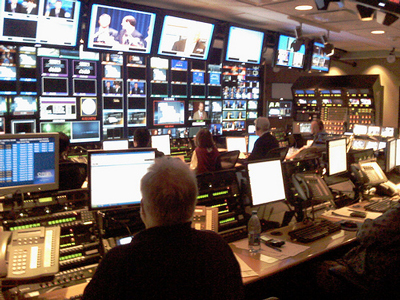 Control room of NBC Nightly News Broadcast.
