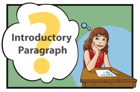 Cartoon of a student thoughtfully composing a thesis statement.