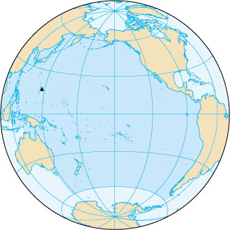 A special purpose map/globe showing the location and size of the Pacific Ocean.