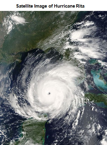 Satellite image of Hurricane Rita as it enters the Gulf of Mexico