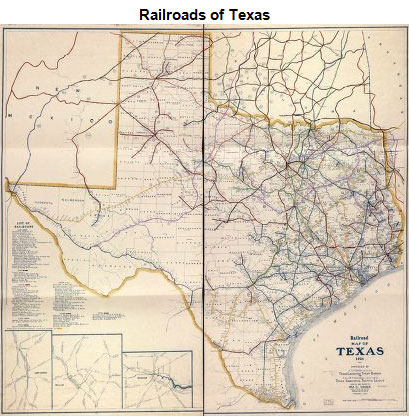 Image of a map of railroads in Texas