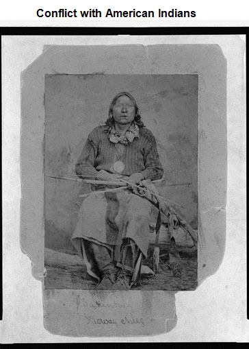 Portrait for Satanta, seated holding a bow and arrow