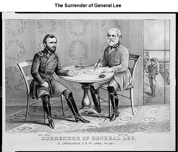 Drawing of the surrender of General Robert E. Lee at Appomattox Court House