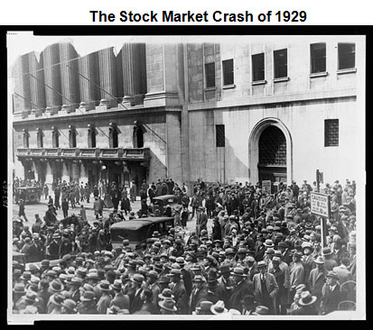 Image of a large crowd standing outside of the New York Stock Exchange