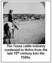 Image of a cowboy sitting on a horse, watching cattle
