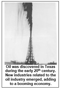 Photo of an oil derrick gushing oil