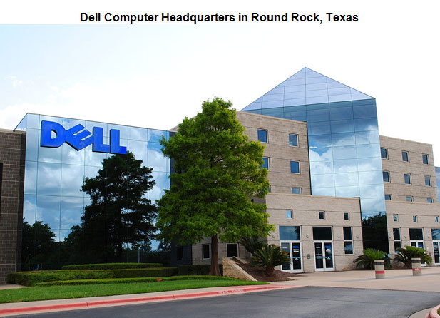 Image of the Dell computer headquarters front entrance