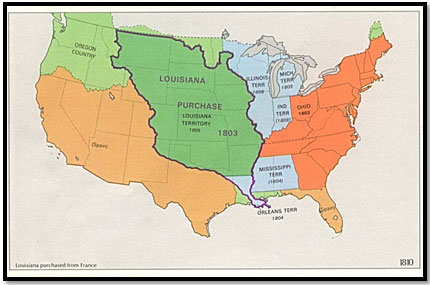Image of a U.S. map as of 1810