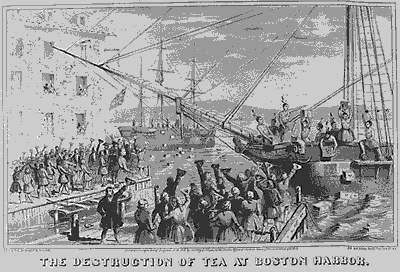 Drawing of the Boston Tea Party