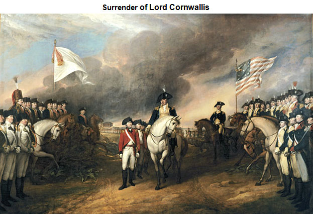 Painting of Cornwallis surrendering to the Americans