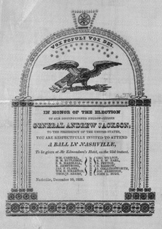Image of an invitation to the inauguration ball. 