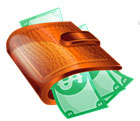 wallet filled with cash