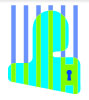 A teal silhouette of a person behind blue and green bars with a keyhole