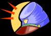 Clip art of a blue and brown Confederate cap.
