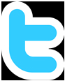A blue letter t with a white outline.