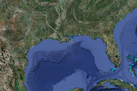 Satellite image of the Gulf Coast