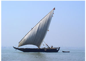 Image of a large sail boat on the Indian Ocean