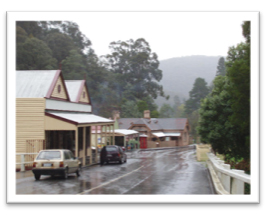 a grey and rainy day in a small Victorian rural town, Australia