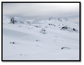 alpine scene with a thick covering of clean white snow