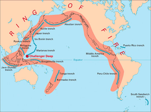 Image of the map of the Ring of Fire.