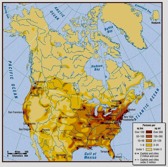 Image of a population density map of North America