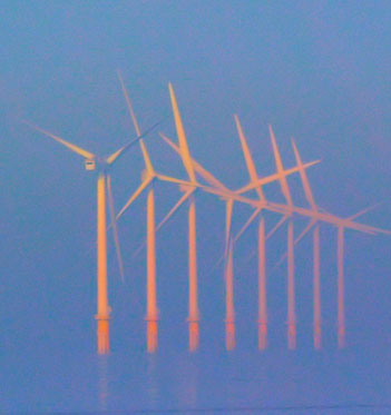 Image of a line of several windmills