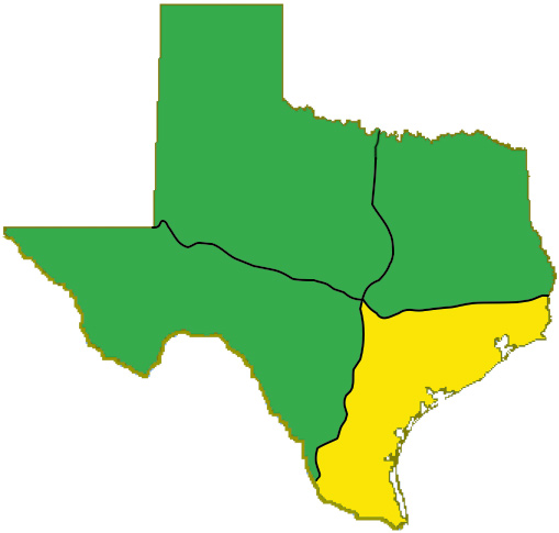 Image of an outline map of Texas.