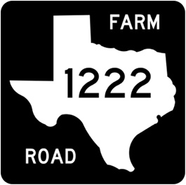 Image of a Texas farm to market street sign that reads: Farm Road 1222