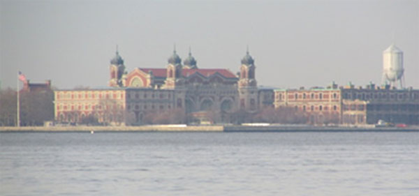 Image of Ellis Island; view taken from across the water from building.