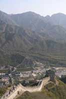 Image of The Juyongguan section of the Great Wall is closest to Beijing, China. A mountain range can be seen in the background.