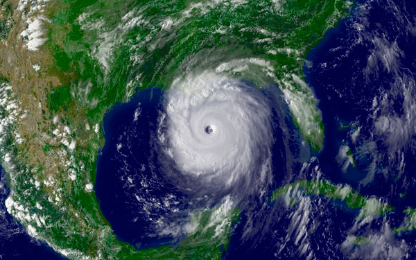 Image of satellite image of Hurricane Katrina in the Gulf of Mexico