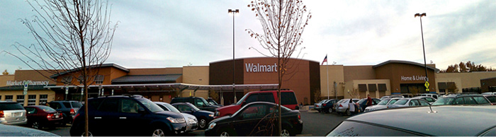 Image of a panoramic view of a modern Walmart store