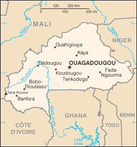 Image of a Relative Physical Map or Burkina Faso