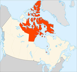 Map of Canada, Nunavut is shaded