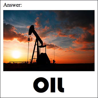 Image of an oil rig with the word 'oil' below it.