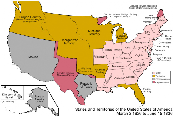 image of the United States and its Territories from June 30, 1834 to March 2, 1836