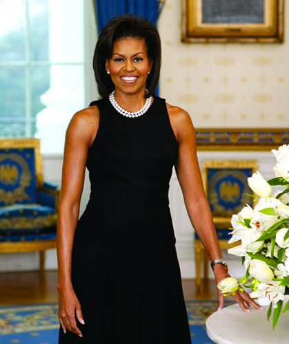 Image of the official portrait of first Lady Michelle Obama.