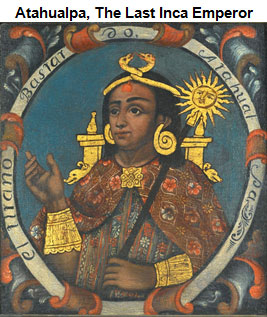 Painting of the fourteenth Inca emperor, Atahualpa