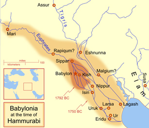 A map featuring the intricate river systems flowing through Mesopotamia.