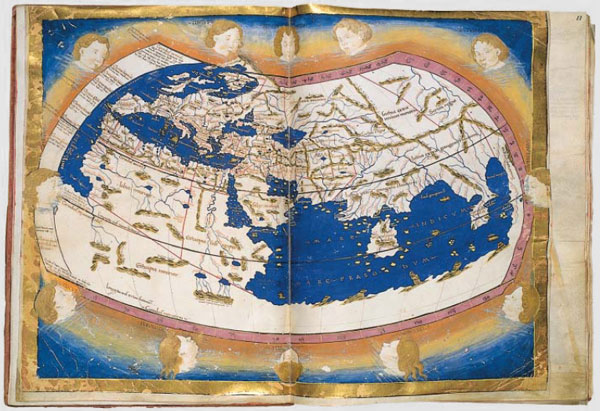 A world map from 1467 showing Europe, Asia, and North Africa.