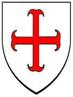 a graphic of a shield similar to those used by the Knights Templar, Christian warriors who fought in the Crusades