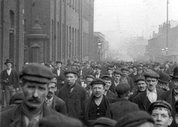 workers leaving at the end of their shift
