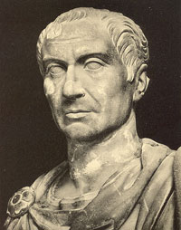 A marble bust of Roman emperor, Caesar Augustus.