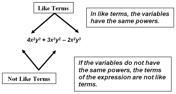graphic about combining like terms