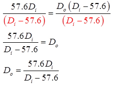 D o is 57.6Di over D i less 57.6