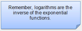 Remember logarithms are the inverse of the exponential functions