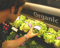 Image is of an organic sign in a grocery store